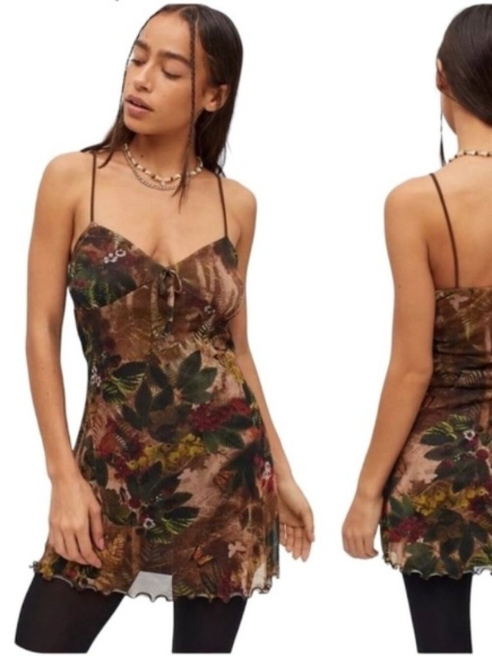 Urban Outfitters Elodie Printed Mesh Mini Dress